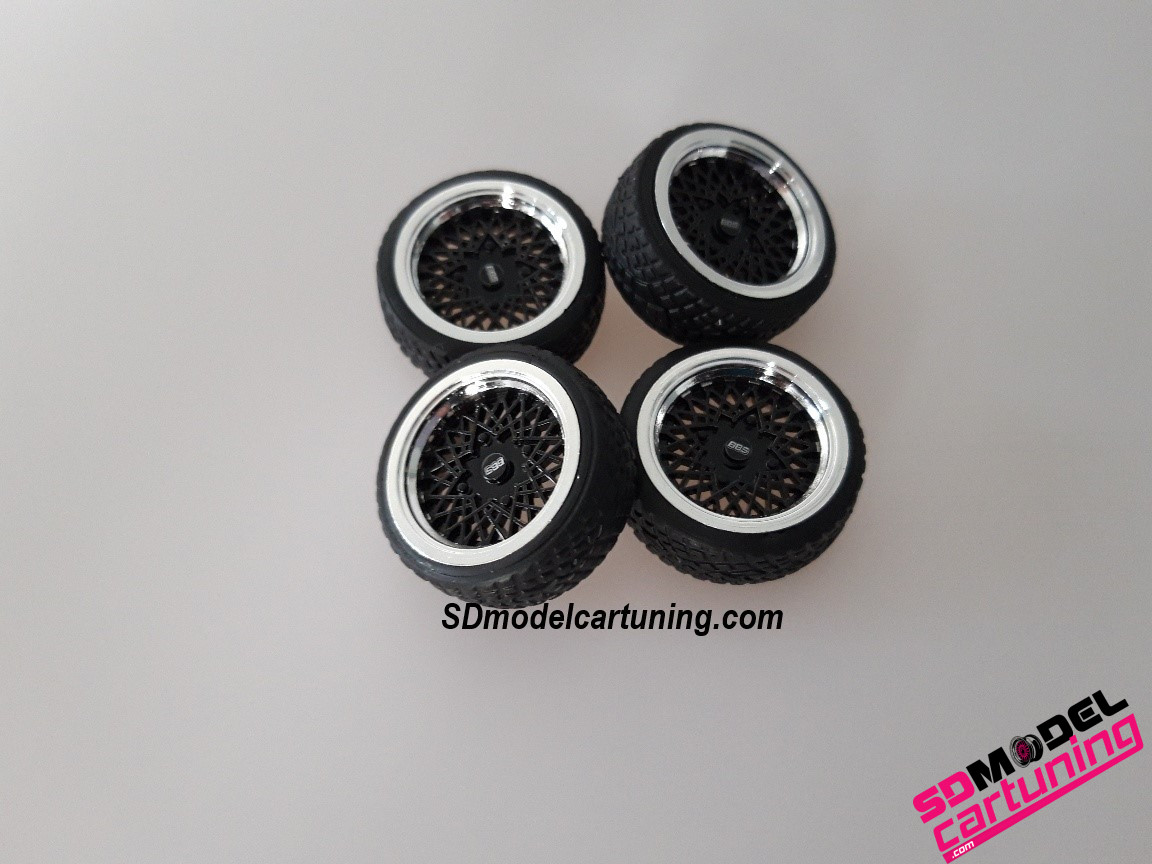 UNIQUE! 1:18 Scale BBS RS 15 INCH TUNING WHEELS WITH SEVERAL COLOR OPTIONS 