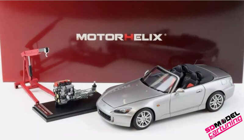 1:18 Honda S2000 - Plata - Incluye bloque motor extra y grúa motor