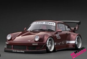 1:18 Porsche 930 RWB - Work S1 Wheels - Donkerrood metallic