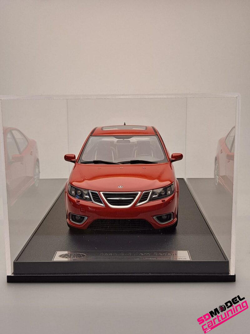 1:18 Saab 9-3 Aero Sedan - 2008 - Rood - Inclusief Luxe Vitrinebox - Imagen 10
