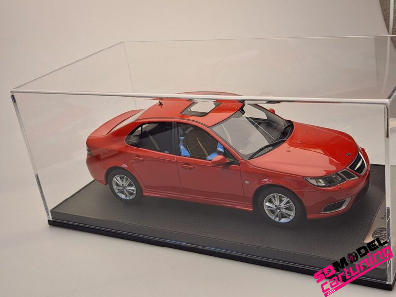 1:18 Saab 9-3 Aero Sedan - 2008 - Rood - Inclusief Luxe Vitrinebox - Imagen 11