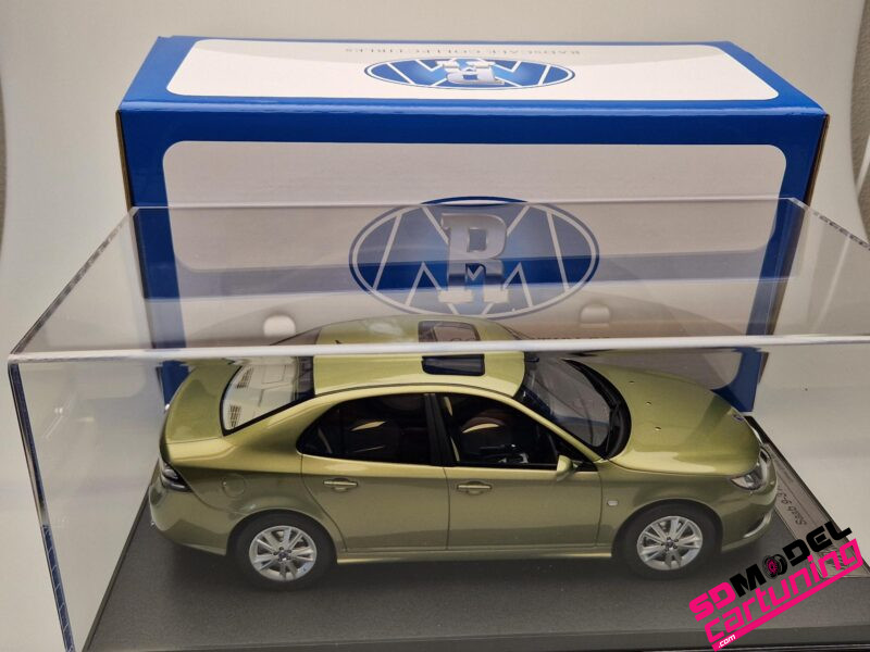 1:18 Saab 9-3 Aero Sedan - 2008 - Pepper Green - Inclusief Luxe Vitrinebox - Imagen 2