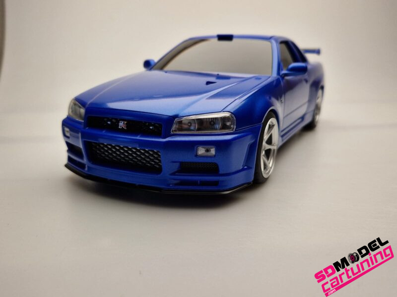 1:18 Nissan Skyline R34 GT-R - Blauw - Tissue Case - Afbeelding 3