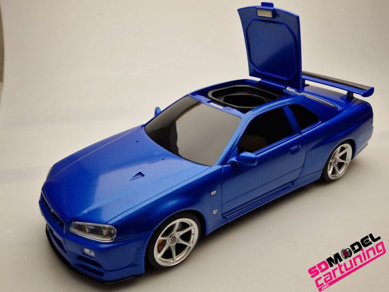 1:18 Nissan Skyline R34 GT-R - Blauw - Tissue Case - Afbeelding 2