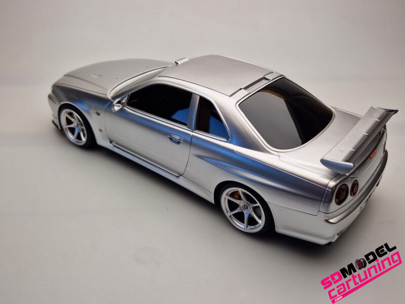 1:18 Nissan Skyline R34 GT-R - Zilver - Tissue Case - Afbeelding 5