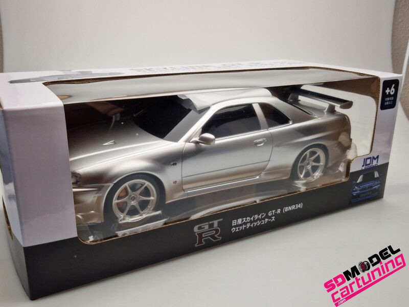 1:18 Nissan Skyline R34 GT-R - Zilver - Tissue Case - Afbeelding 6
