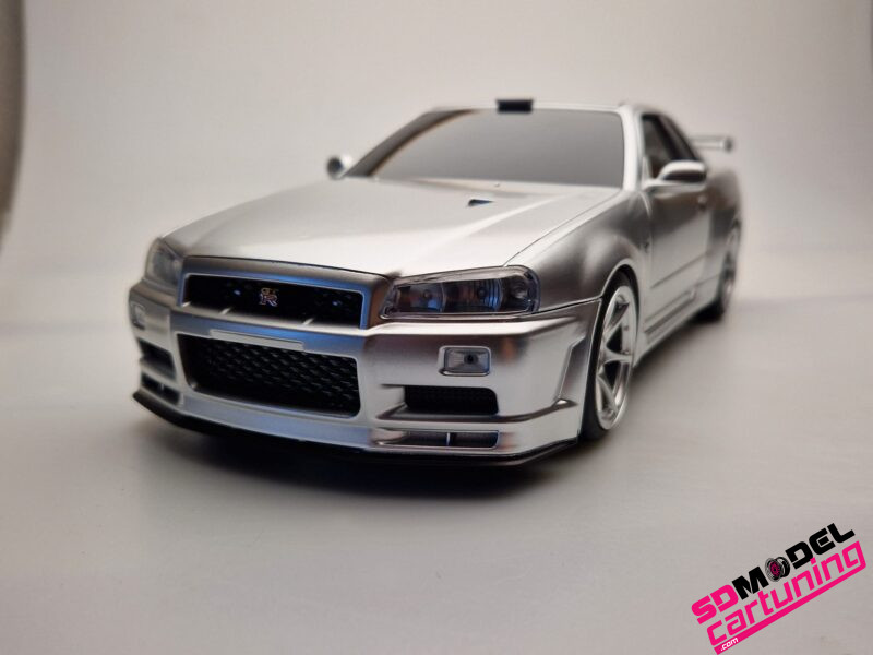 1:18 Nissan Skyline R34 GT-R - Zilver - Tissue Case - Afbeelding 3