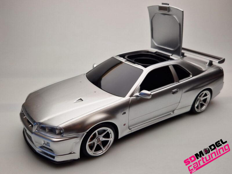 1:18 Nissan Skyline R34 GT-R - Zilver - Tissue Case - Afbeelding 2