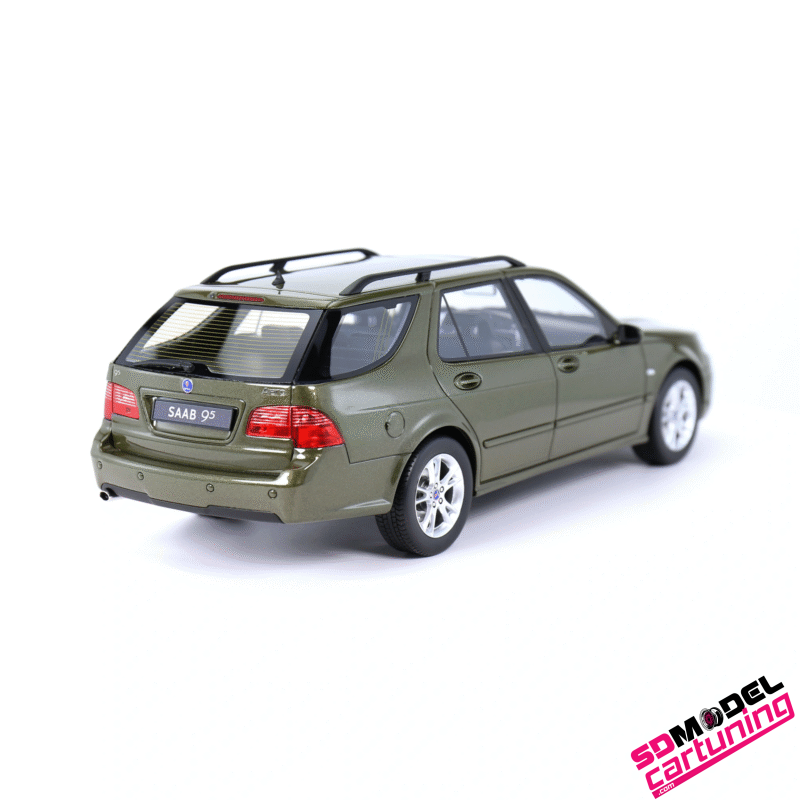 1:18 Saab 9-5 Sportcombi – 2006 – Groen – Inclusief Luxe Vitrine box - Afbeelding 2