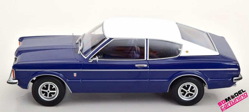 1:18 Ford Taunus GXL Coupe met Vinyldak – 1971 – Blauw/ Wit - Imagen 4