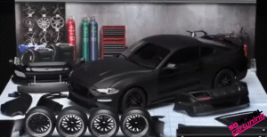 1:18 Ford Mustang GT - 2019 - Matzwart inclusief tuning kit