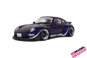 1:18 Porsche 911 993 RWB Army Girl - Paars metallic