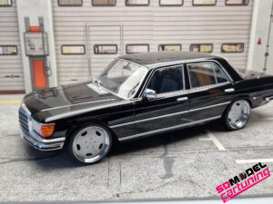 1:18 Mercedes-Benz S-Class W116 – Black – with custom AMG rims