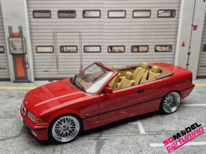 1:18 BMW E36 325I Cabriolet Rossa con cerchi BBS Le Mans personalizzati