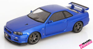1:12 Nissan Skyline GT-R R34 V-Spec - 2001 - Blauw metallic OEM Velgen