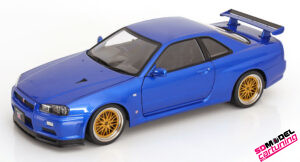 1:12 Nissan Skyline GT-R R34 V-Spec - 2001 - Blauw metallic BBS Velgen